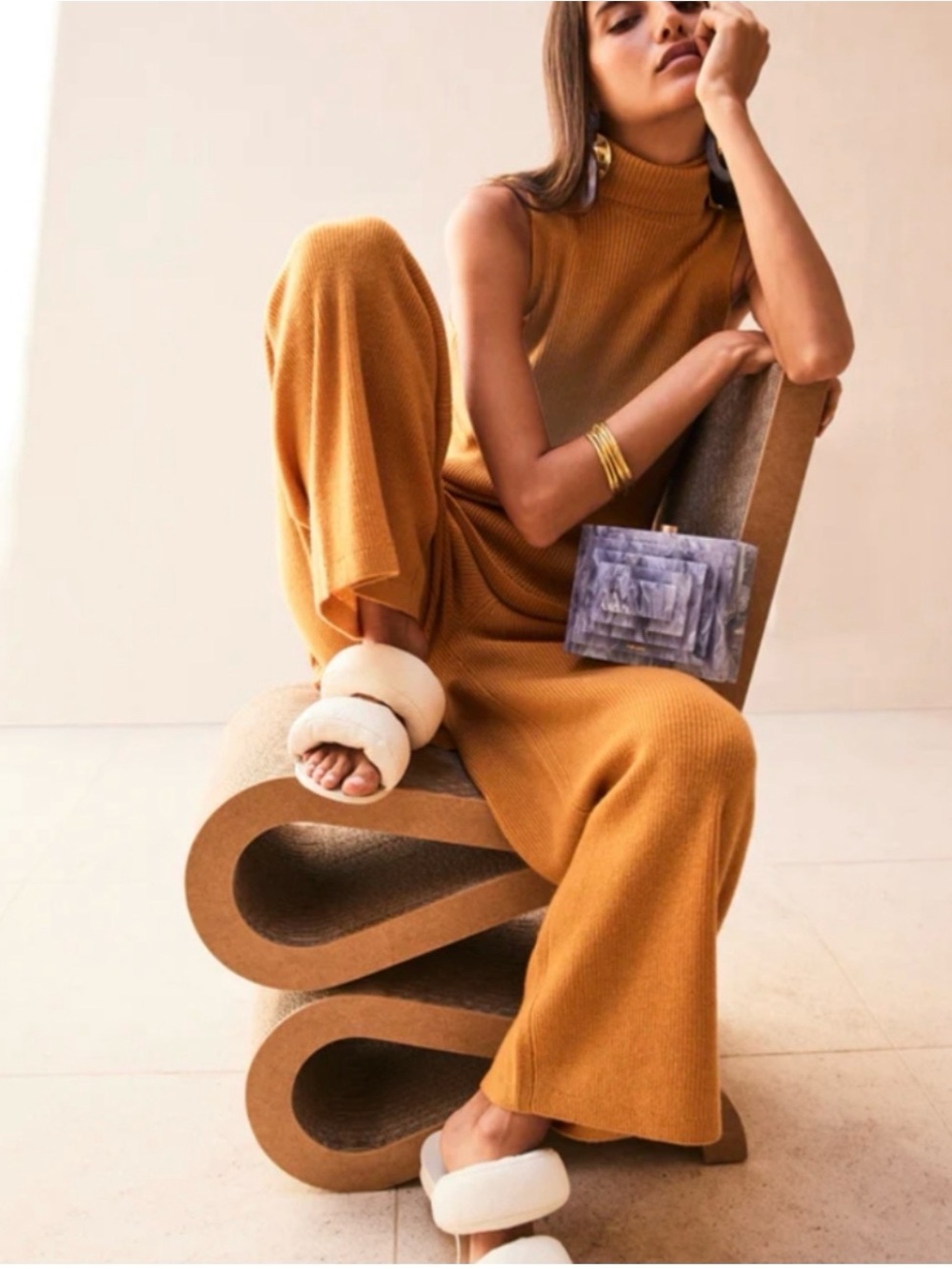 Cult Gaia Cashmere Sleeveless Turtleneck and Wide Leg Pants